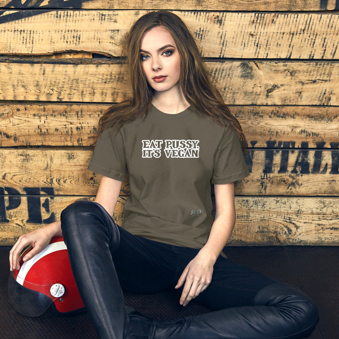 Eat P*ssy, It's Vegan Unisex t-shirt (White Outlined Text)