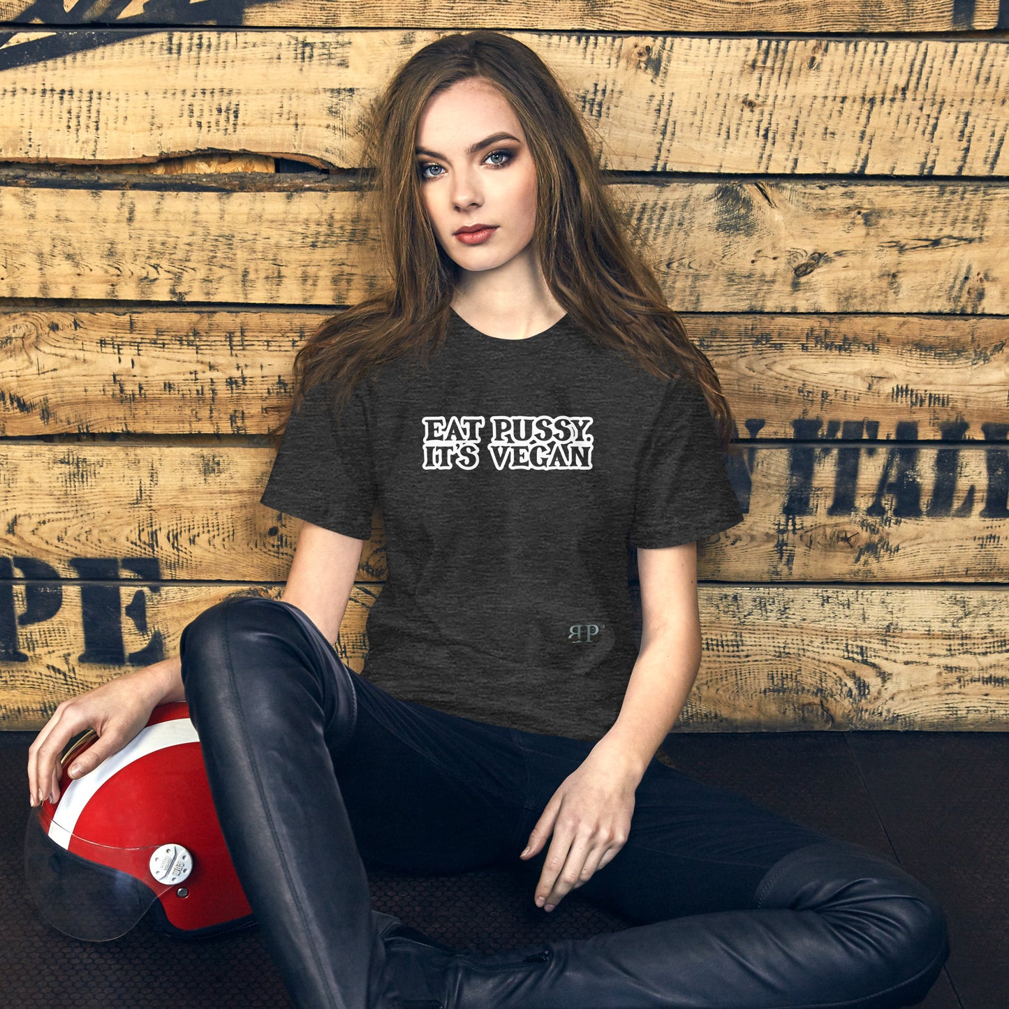 Eat P*ssy, It's Vegan Unisex t-shirt (White Outlined Text)
