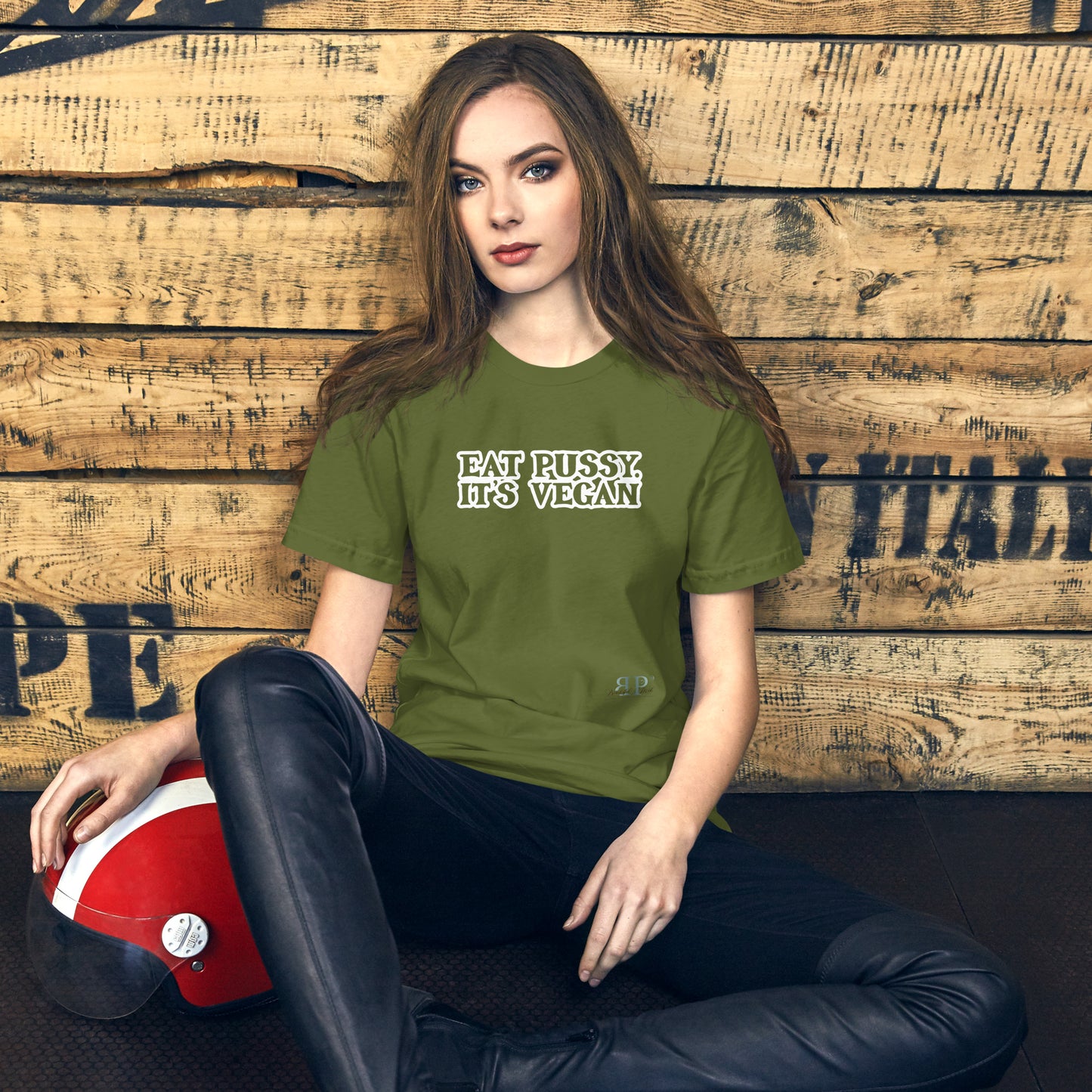 Eat P*ssy, It's Vegan Unisex t-shirt (White Outlined Text)