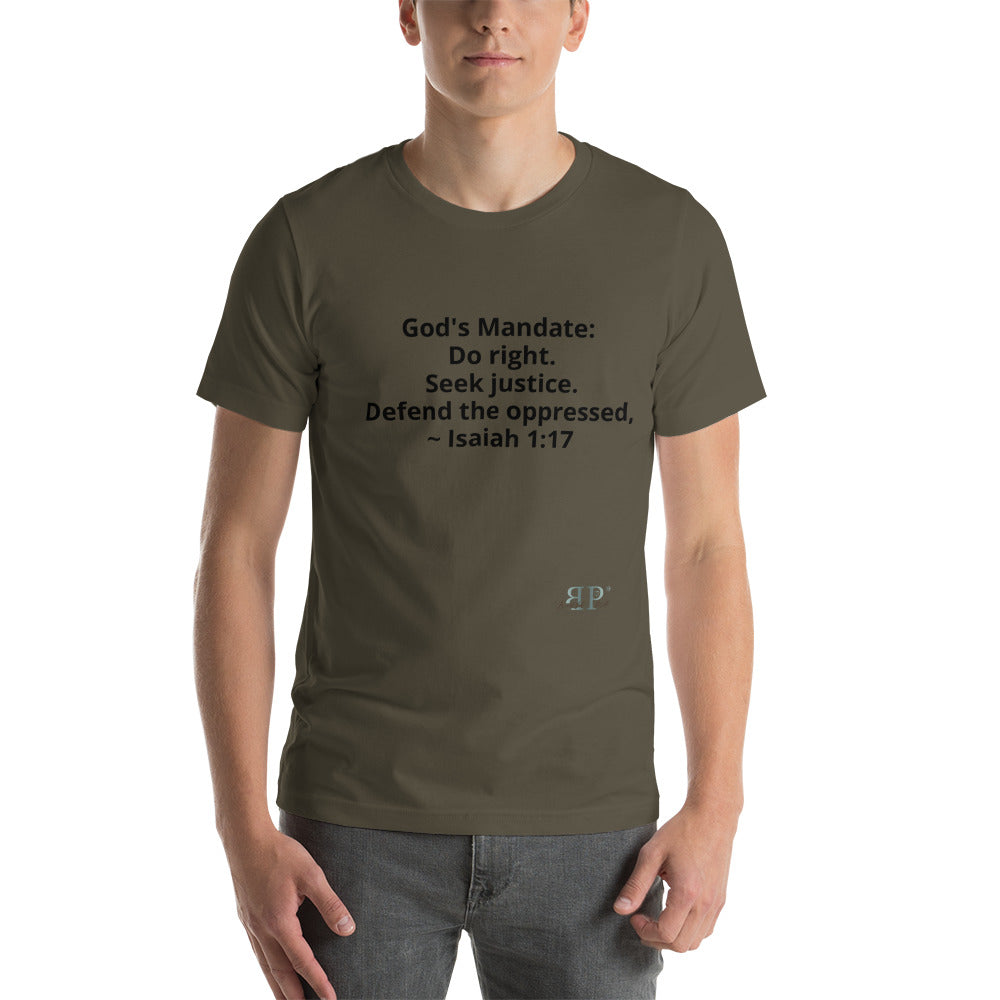 God's Mandate: Seek Justice Isaiah 1:17 Short-Sleeve Unisex T-Shirt