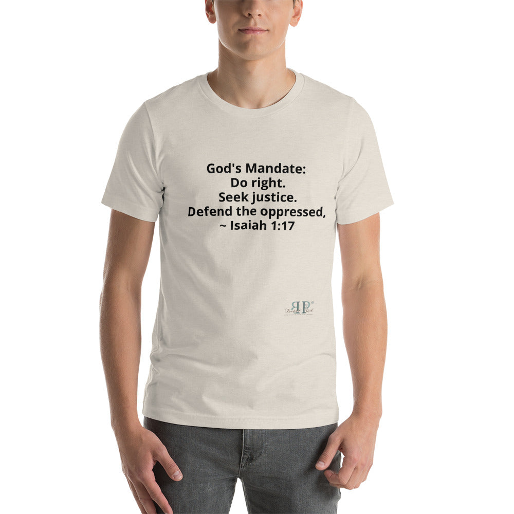 God's Mandate: Seek Justice Isaiah 1:17 Short-Sleeve Unisex T-Shirt