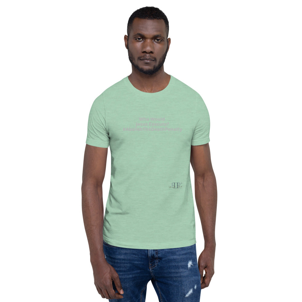 Who Would Jesus Execute? Unisex T-Shirt (grey/silver text)