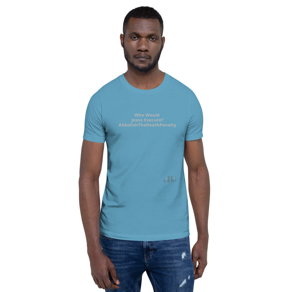 Who Would Jesus Execute? Unisex T-Shirt (grey/silver text)