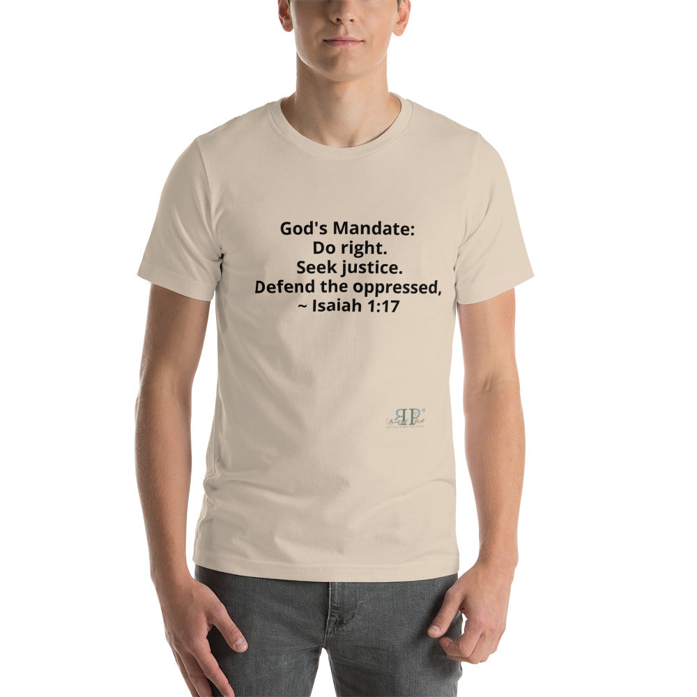 God's Mandate: Seek Justice Isaiah 1:17 Short-Sleeve Unisex T-Shirt