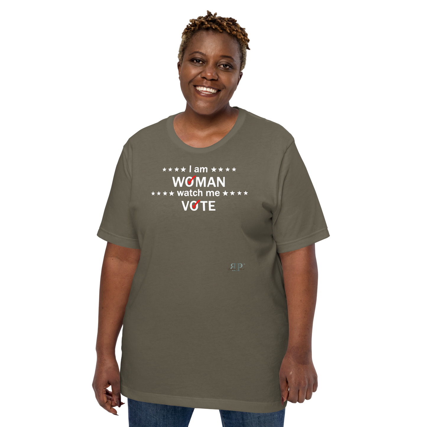 I am woman, watch me vote 3 (white text) Unisex t-shirt