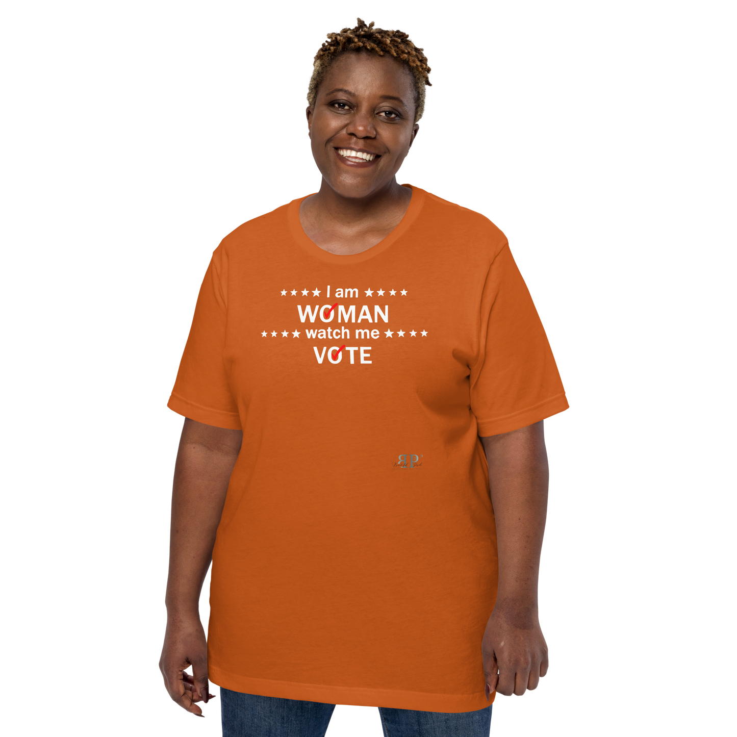 I am woman, watch me vote 3 (white text) Unisex t-shirt