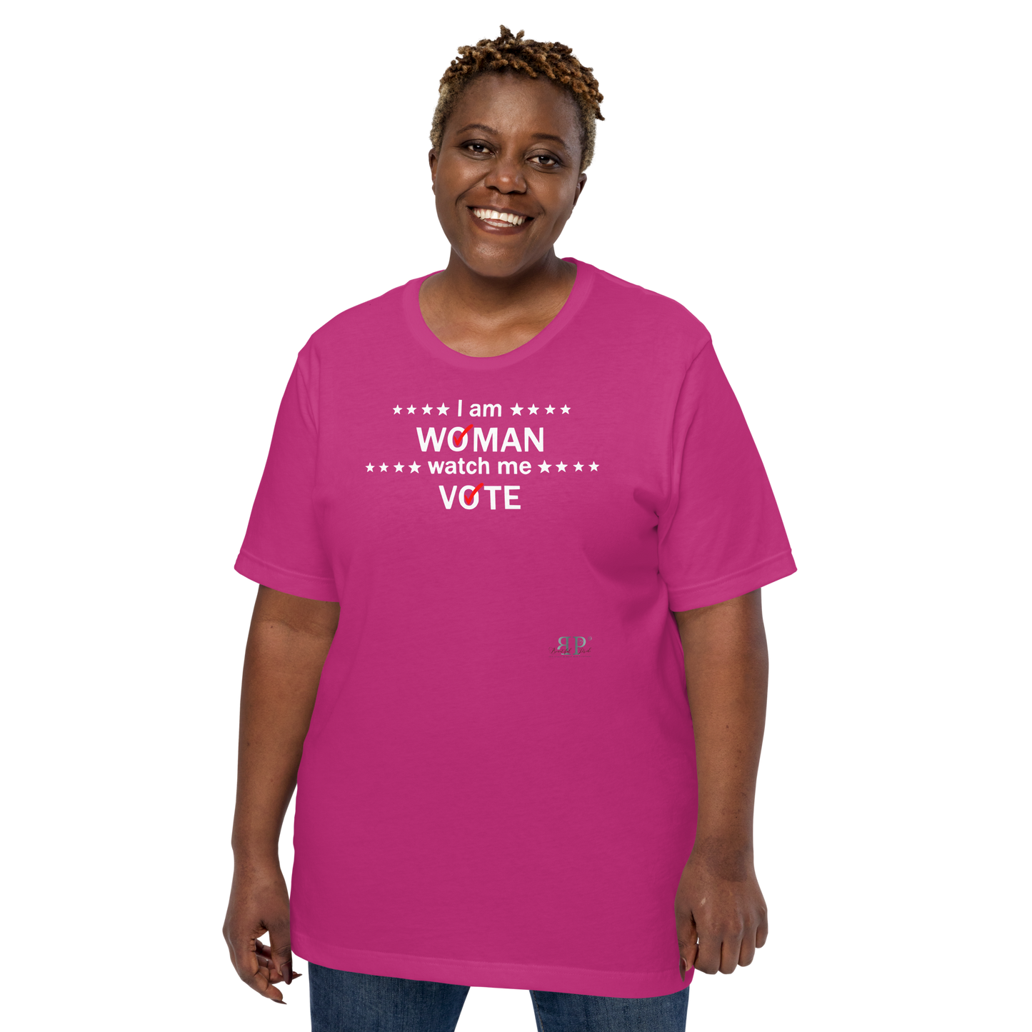 I am woman, watch me vote 3 (white text) Unisex t-shirt