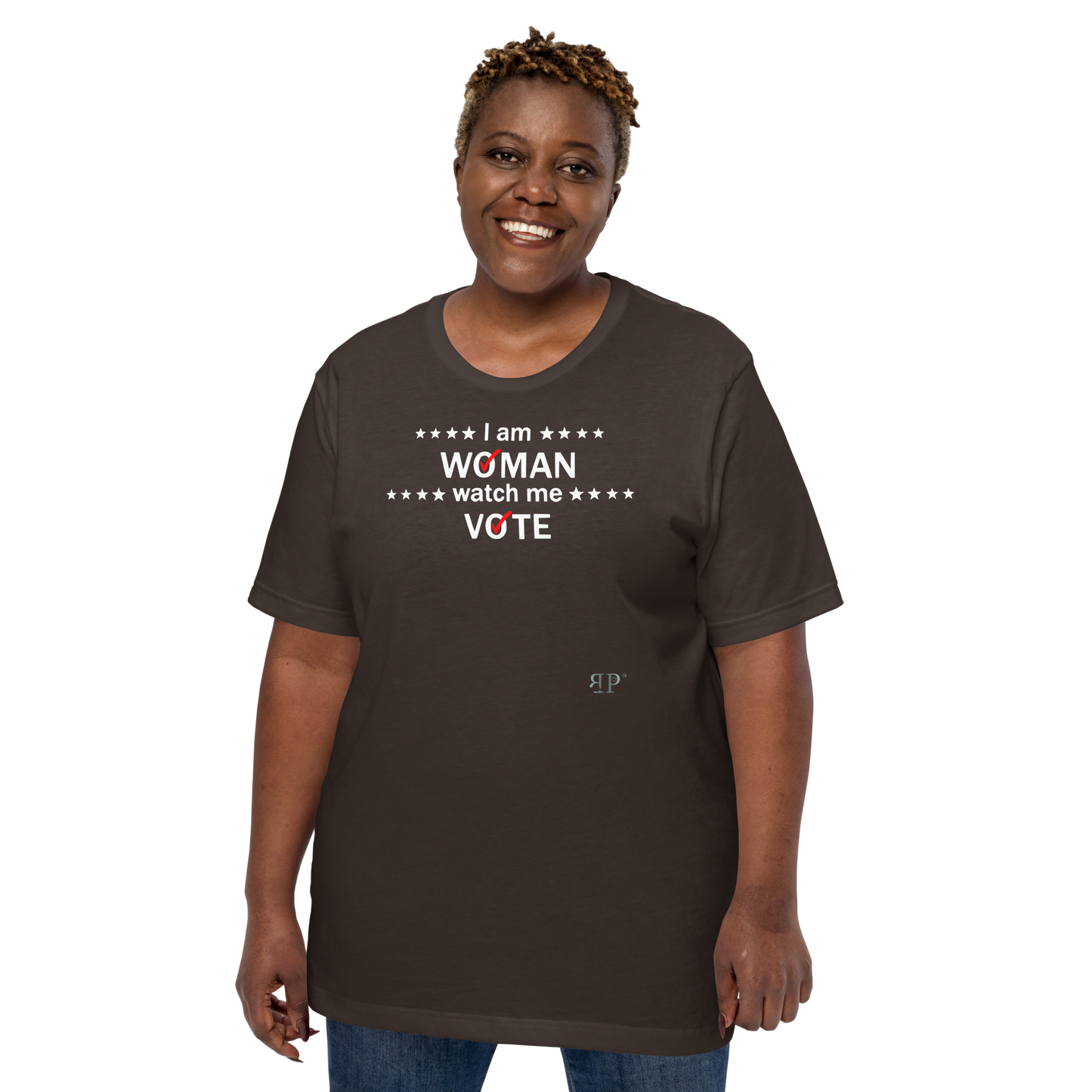 I am woman, watch me vote 3 (white text) Unisex t-shirt