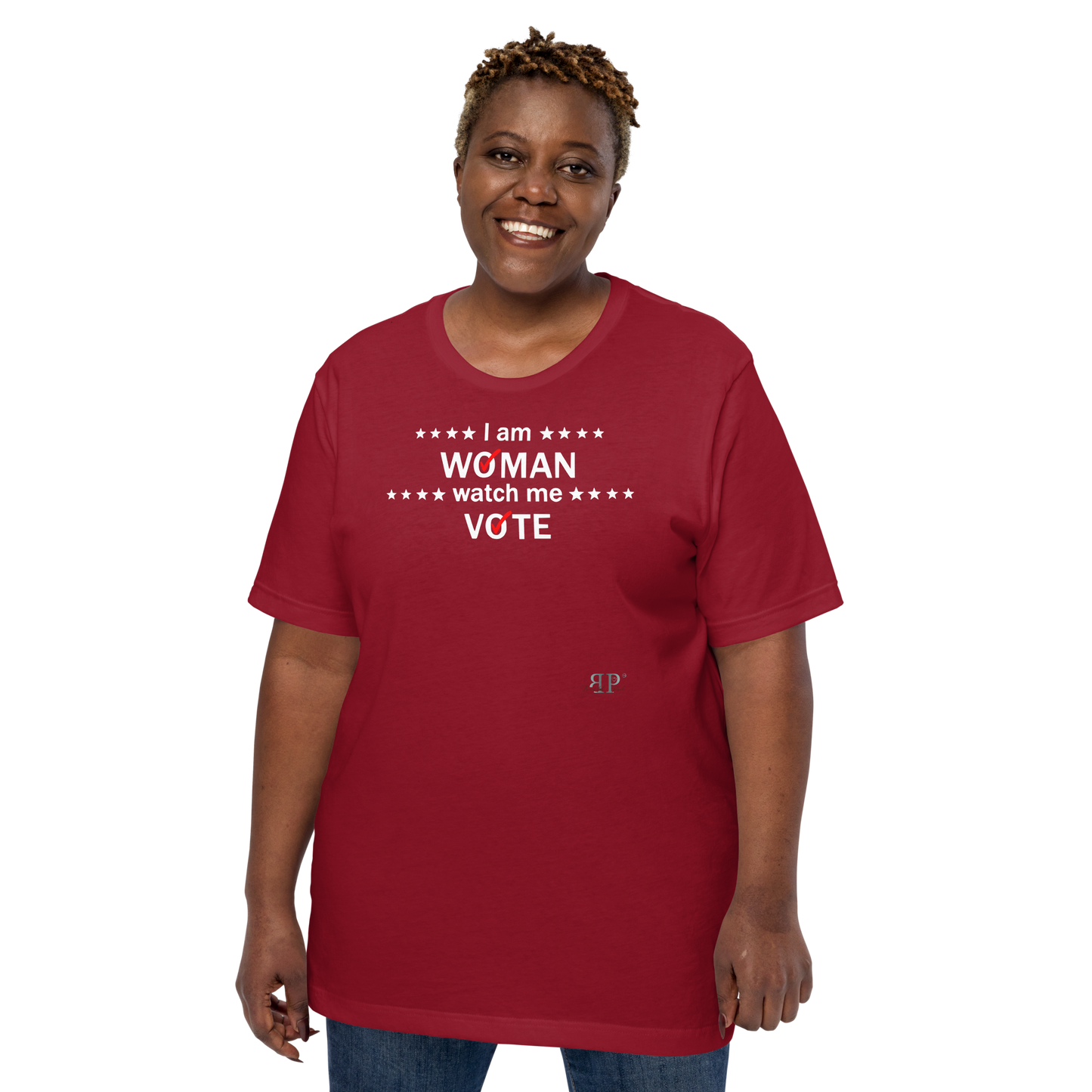 I am woman, watch me vote 3 (white text) Unisex t-shirt