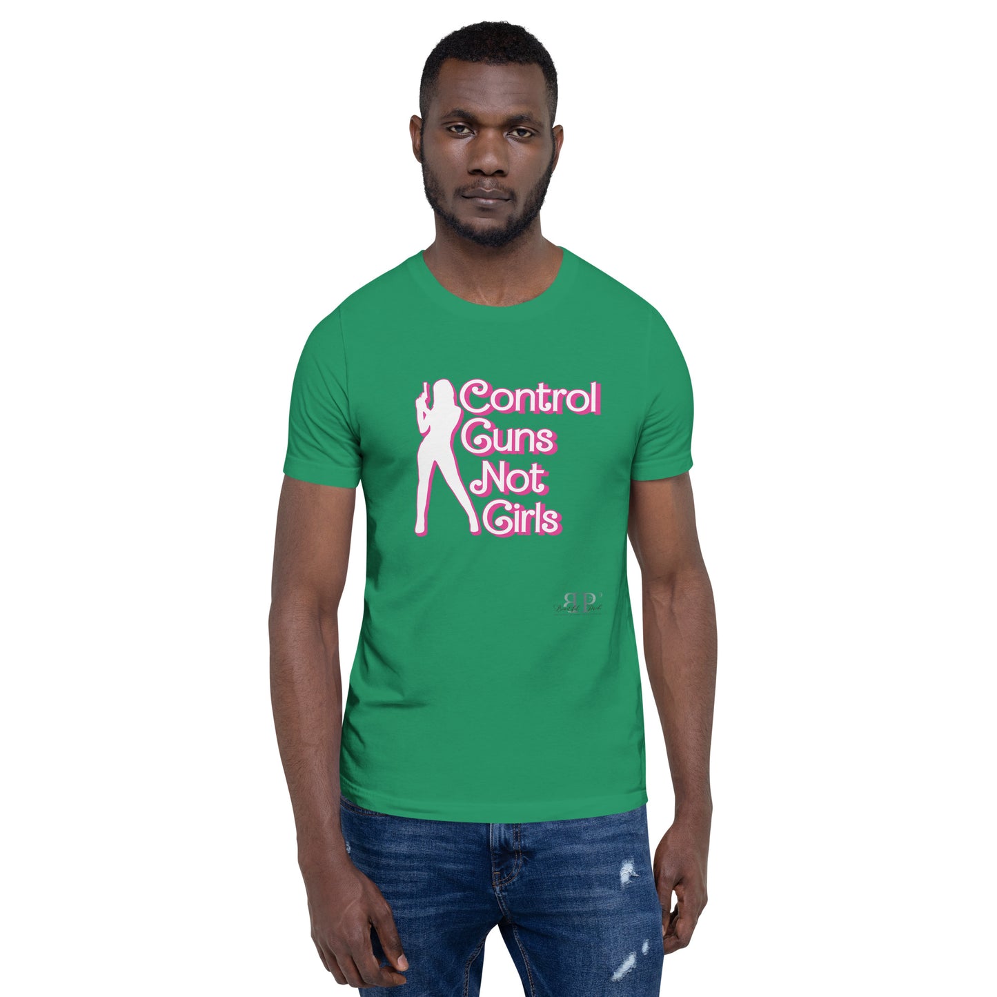 Control Guns, Not Girls Unisex t-shirt (pink outline)