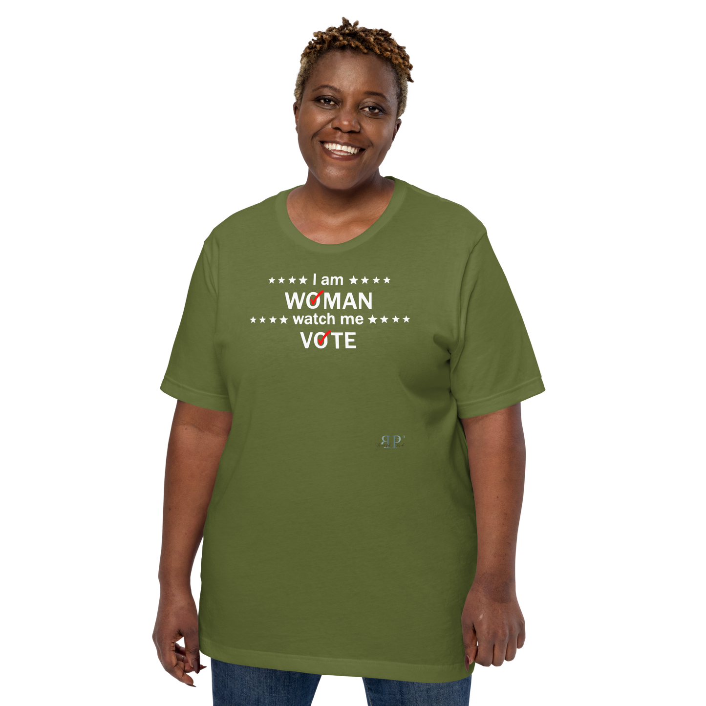 I am woman, watch me vote 3 (white text) Unisex t-shirt