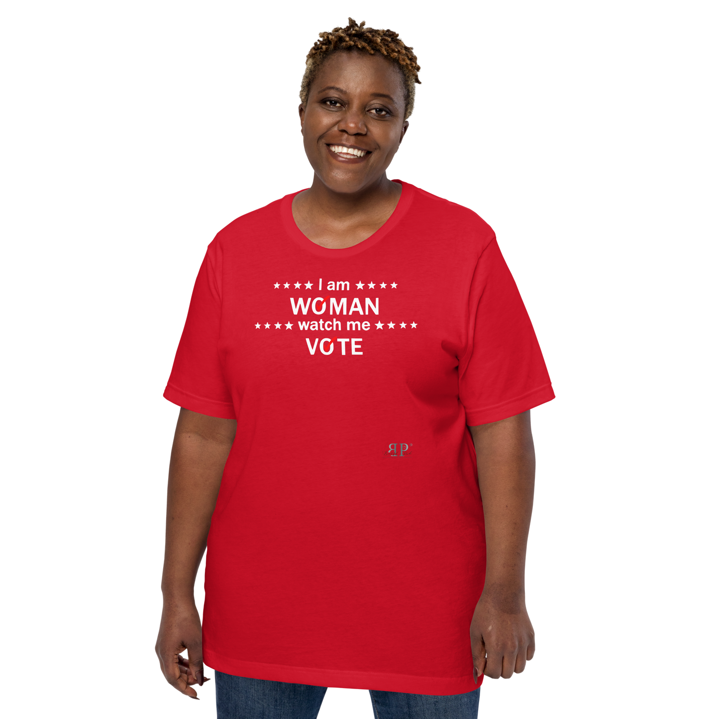 I am woman, watch me vote 3 (white text) Unisex t-shirt