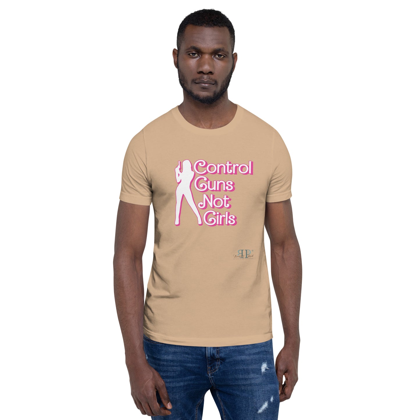 Control Guns, Not Girls Unisex t-shirt (pink outline)