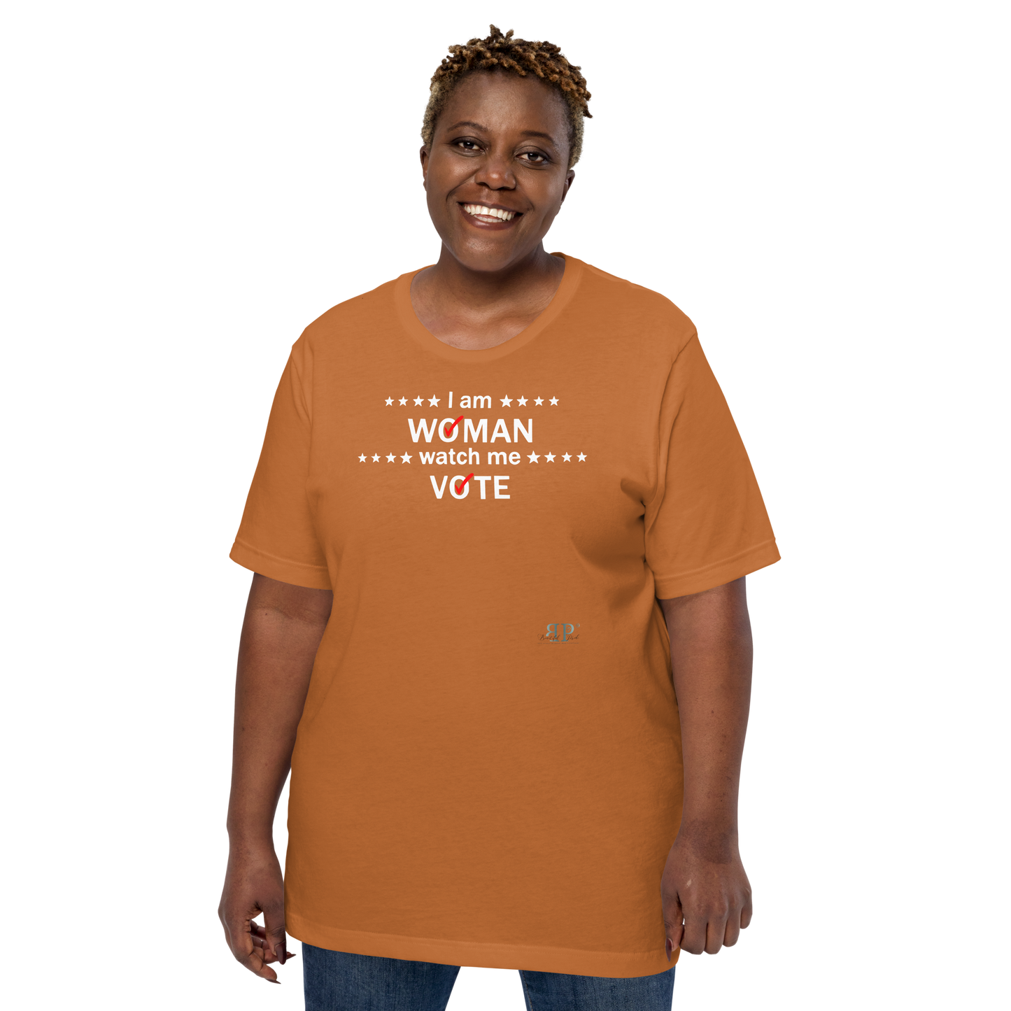 I am woman, watch me vote 3 (white text) Unisex t-shirt