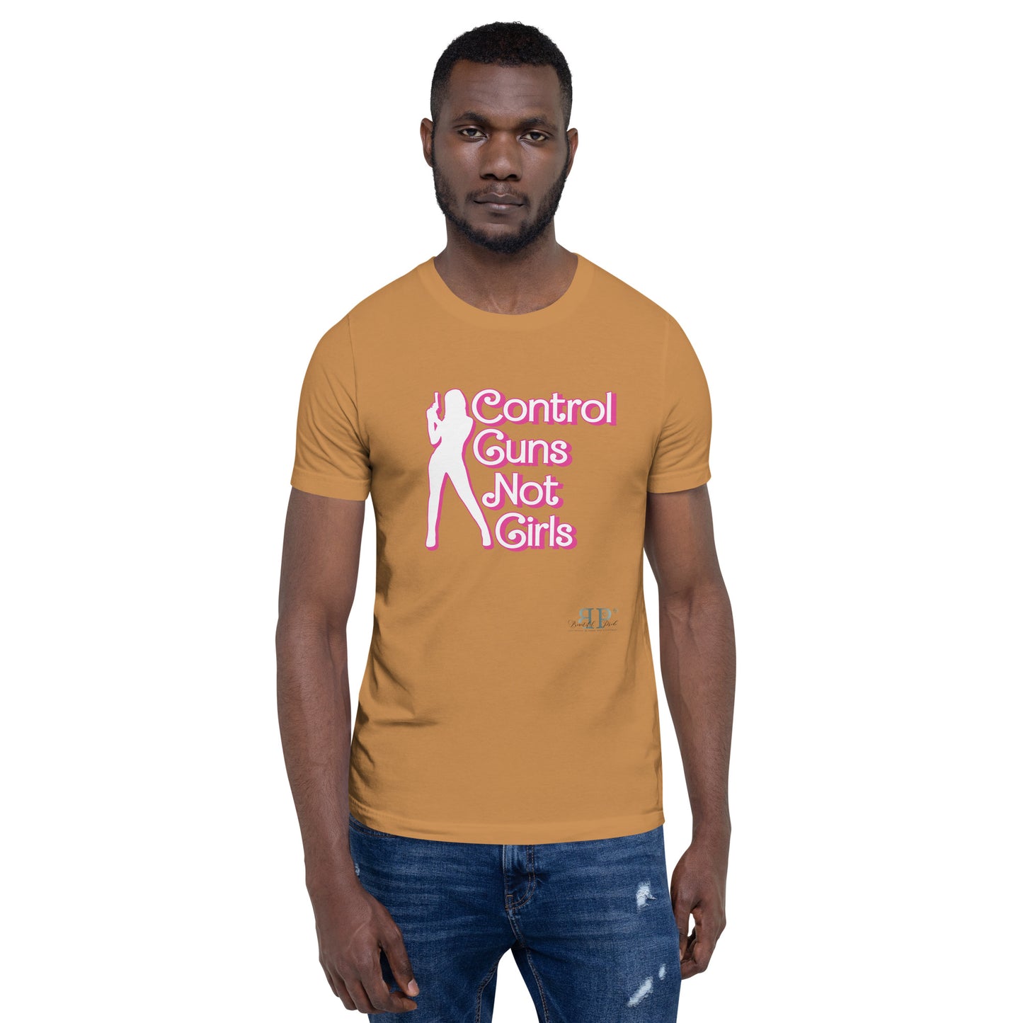 Control Guns, Not Girls Unisex t-shirt (pink outline)