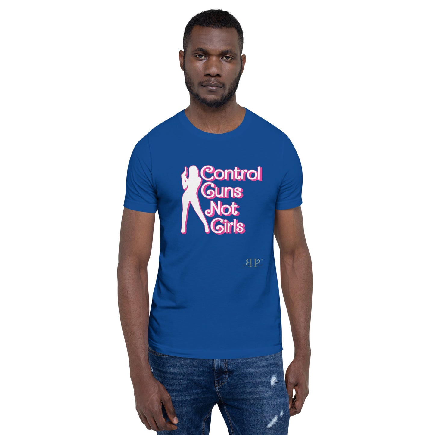 Control Guns, Not Girls Unisex t-shirt (pink outline)