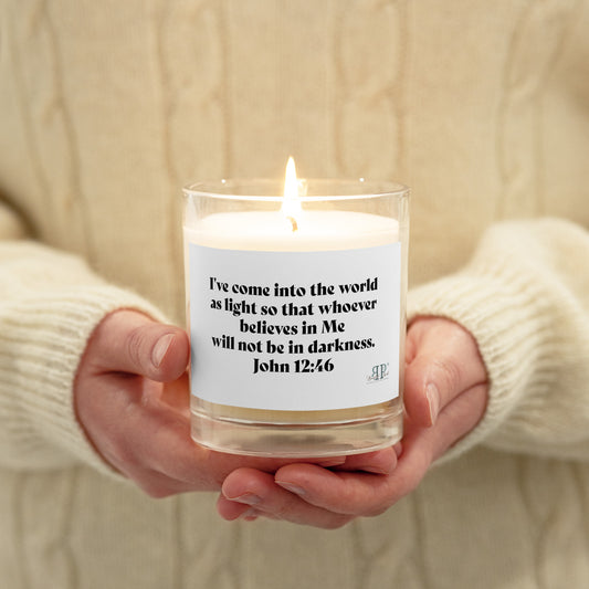 John 12:46 Glass jar soy wax candle