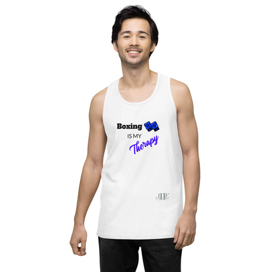 Boxing is my therapy Men’s premium tank top
