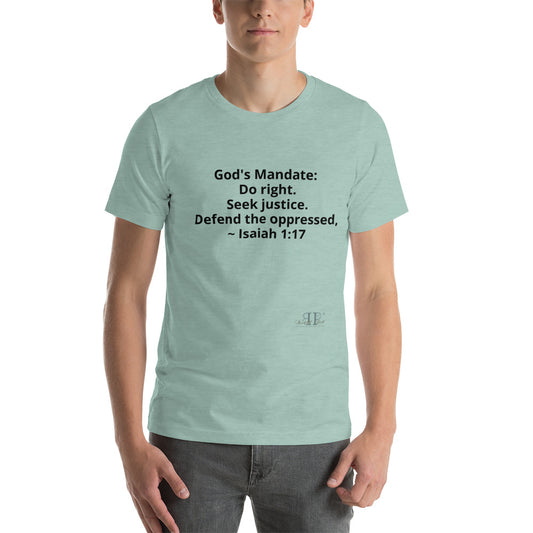 God's Mandate: Seek Justice Isaiah 1:17 Short-Sleeve Unisex T-Shirt