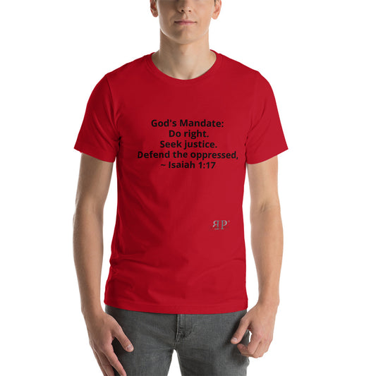 God's Mandate: Seek Justice Isaiah 1:17 Short-Sleeve Unisex T-Shirt